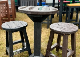 Round “Branksome” 50cm(W) x 90cm(H) Poseur Table and Round backless “Bar” Stools