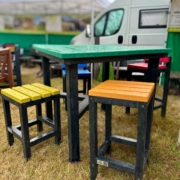 Tall Square “Bar” Table with Tall & Short Square “Bar” Stools with & without Low backs